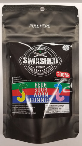 SMASHED - Neon Sour Worm Gummies - 300MG
